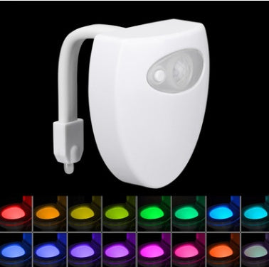 The white sensor light on its bendable arm, with the sixteen colors it produces