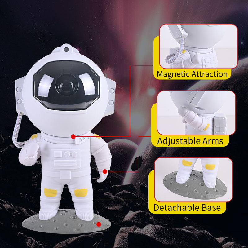 Close-ups of the magnetic head joint, the adjustable arms and the detachable moon base