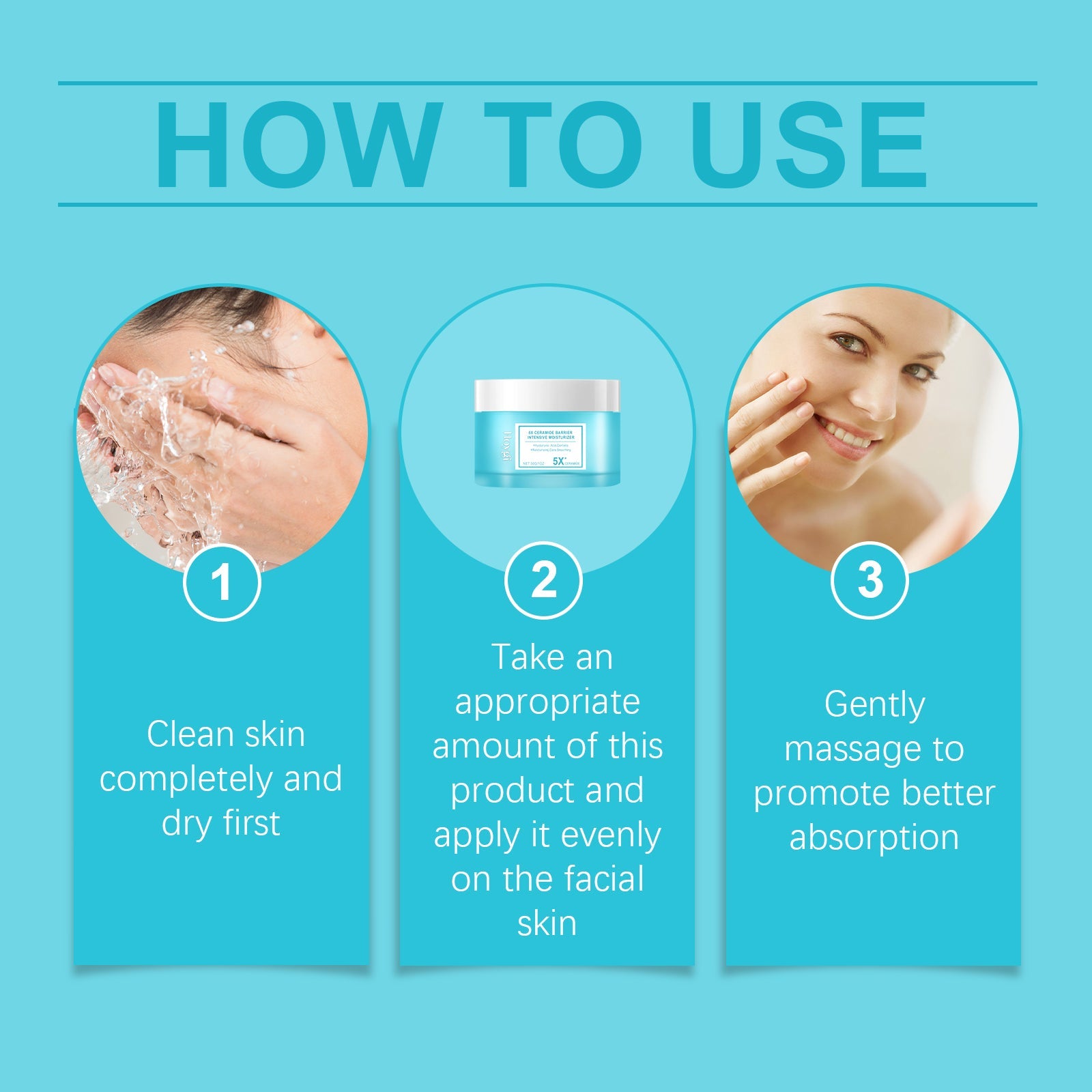 How to use: cleanse and dry, apply evenly, massage to absorb