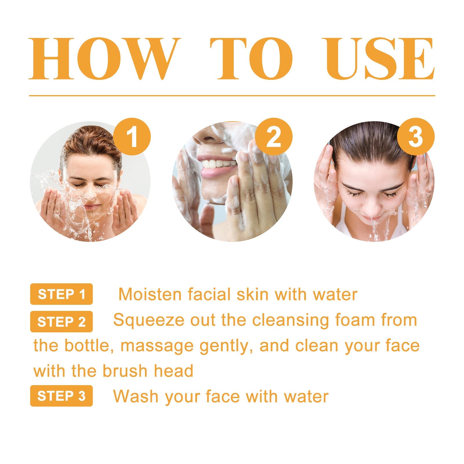 How to use: moisten the face, squeeze out the foam, rinse